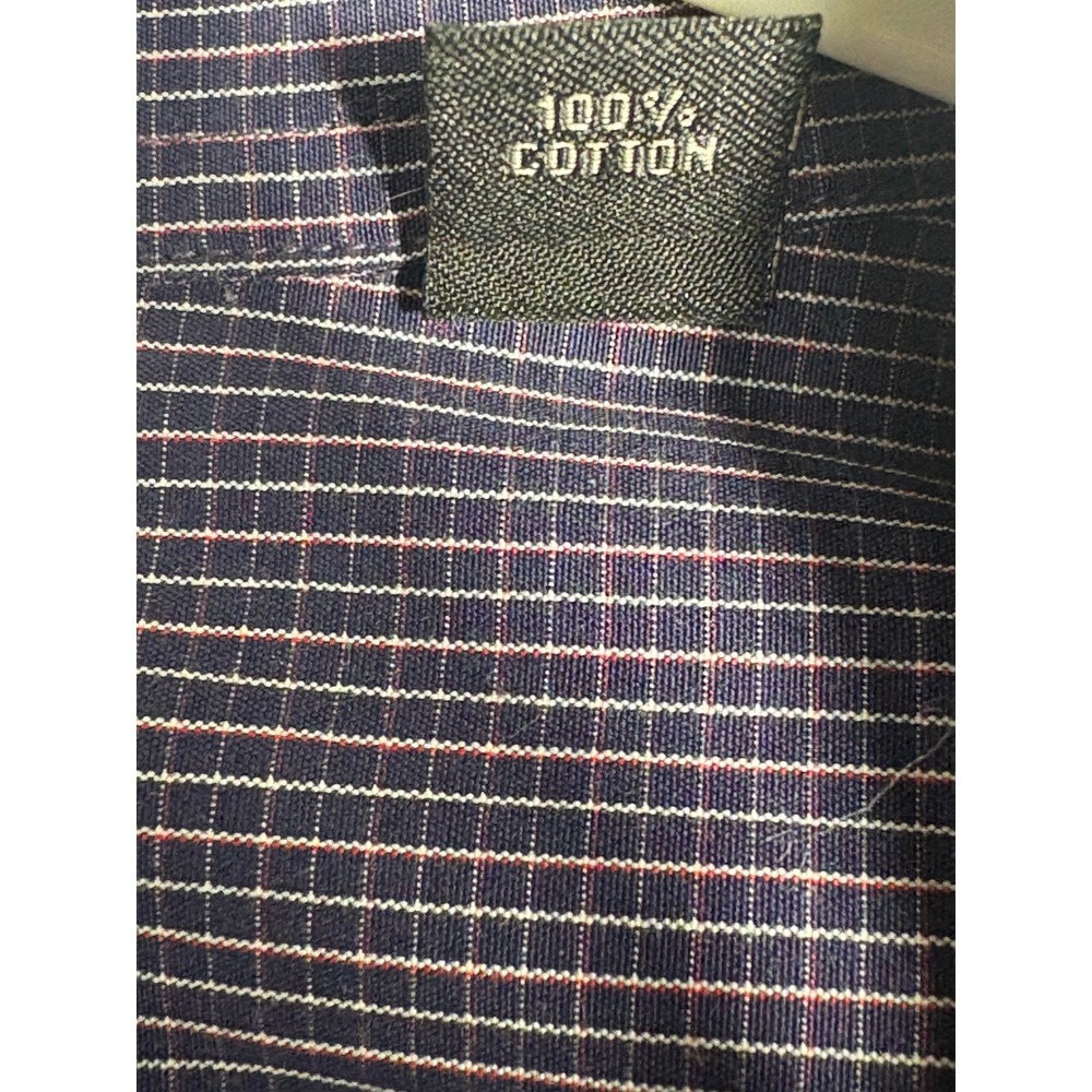 John Varvatos USA Mens Slim Fit Button Down Shirt Navy Blue Micro Check 16 32/33 - Picture 8 of 12